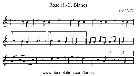 Rose (J.-C. Blanc) - staff notation
