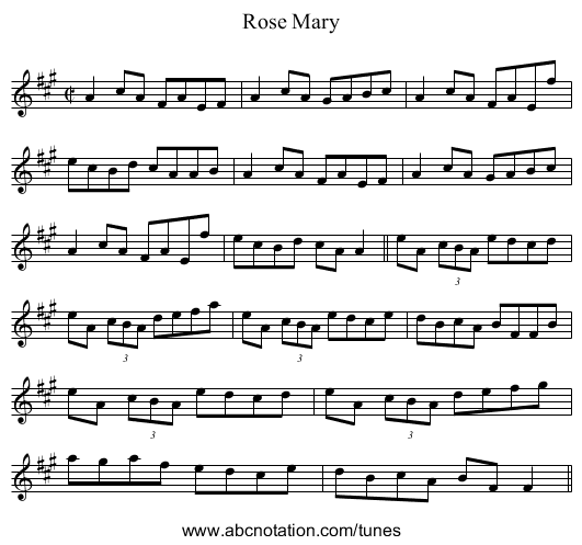 Rose Mary - staff notation