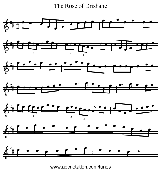 Rose of Drishane, The - staff notation
