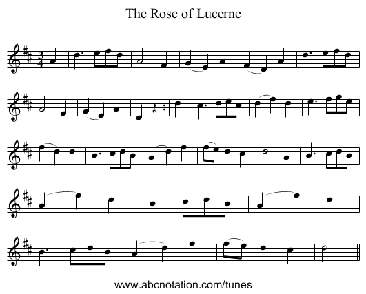 Rose of Lucerne, The - staff notation