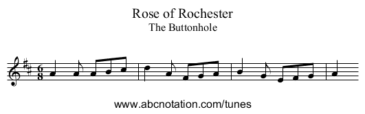 Rose of Rochester - staff notation
