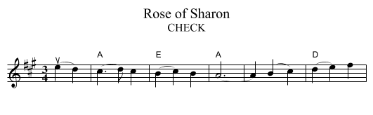 Rose of Sharon - staff notation