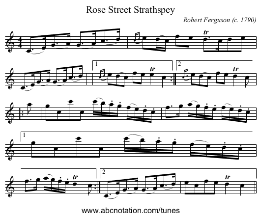 Rose Street Strathspey - staff notation
