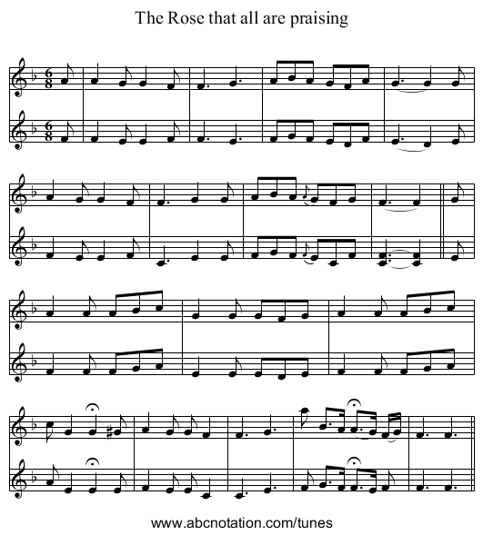 Rose that all are praising, The - staff notation