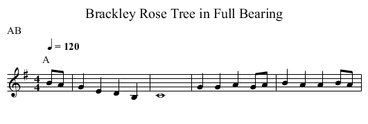 Rose Tree in Full Bearing, Brackley - staff notation