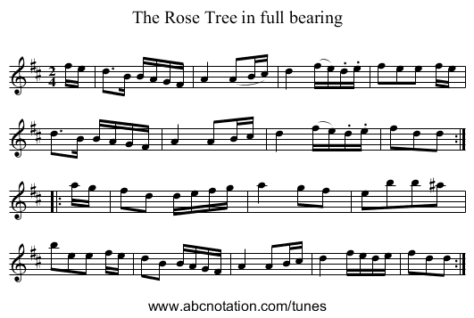 Rose Tree in full bearing, The - staff notation
