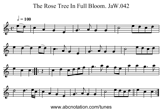 Rose Tree In Full Bloom. JaW.042, The - staff notation