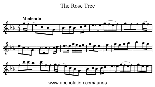 Rose Tree, The - staff notation