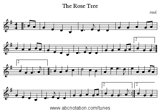 Rose Tree, The - staff notation