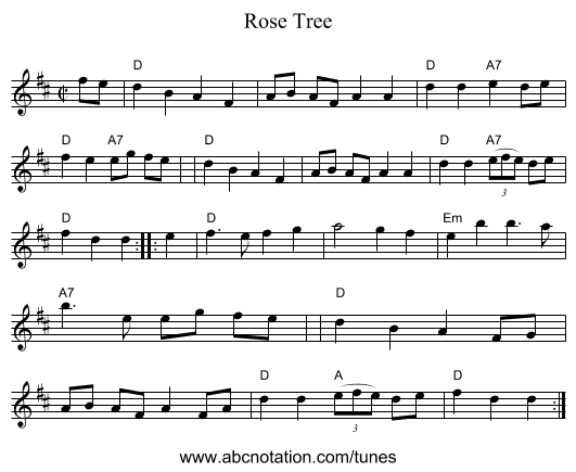 Rose Tree - staff notation