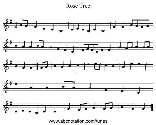 Rose Tree - staff notation