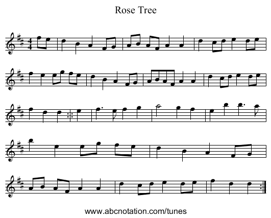Rose Tree - staff notation
