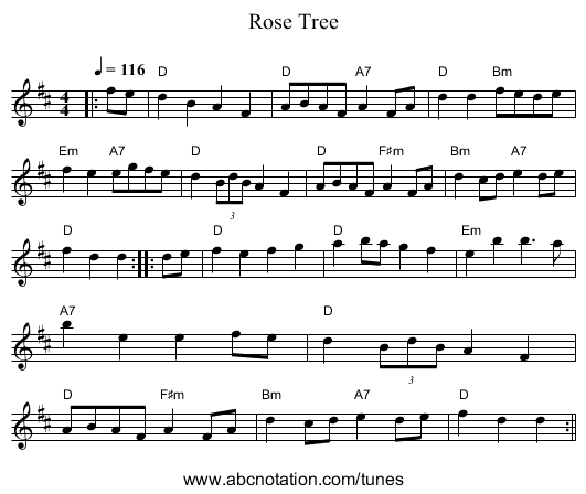 Rose Tree - staff notation