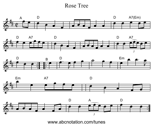 Rose Tree - staff notation