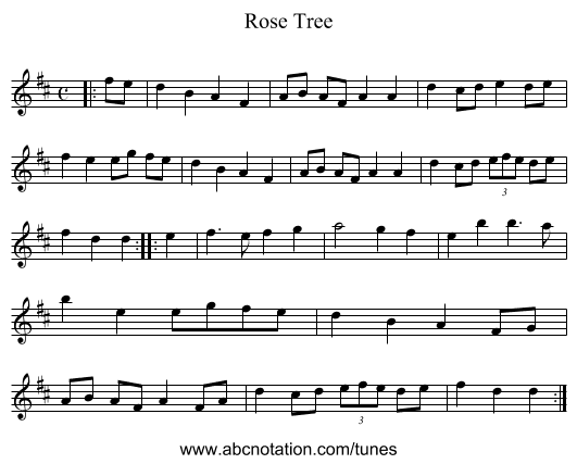 Rose Tree - staff notation