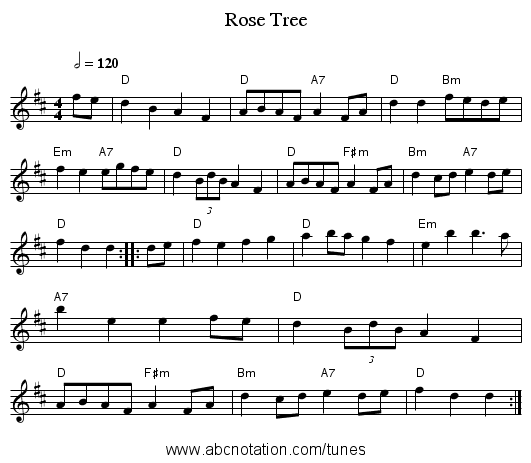 Rose Tree - staff notation
