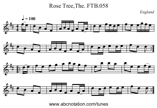 Rose Tree,The. FTB.058 - staff notation