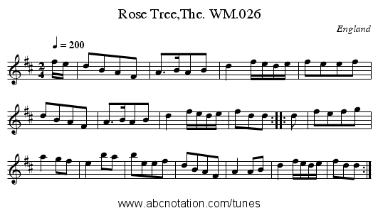 Rose Tree,The. WM.026 - staff notation