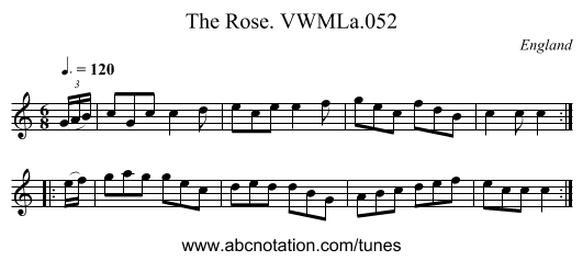 Rose. VWMLa.052, The - staff notation