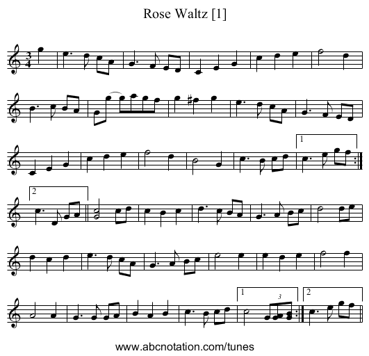 Rose Waltz [1] - staff notation