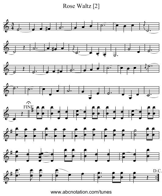 Rose Waltz [2] - staff notation