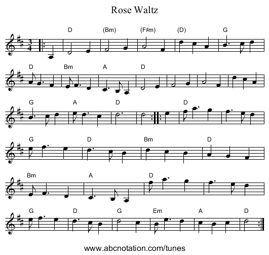 Rose Waltz - staff notation