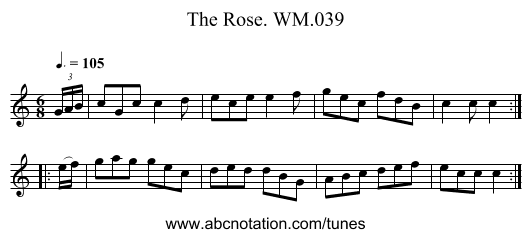 Rose. WM.039, The - staff notation