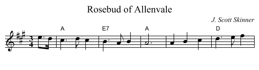 Rosebud of Allenvale - staff notation