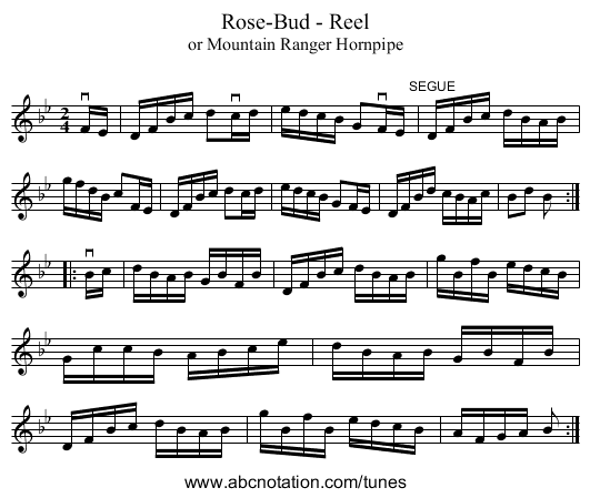 Rose-Bud - Reel - staff notation
