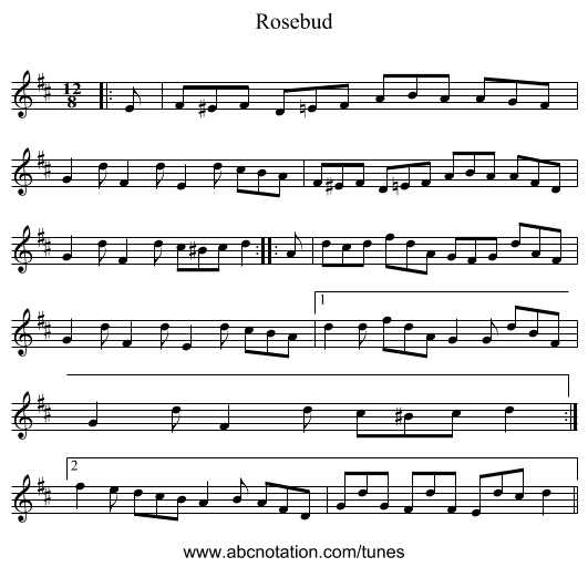 Rosebud - staff notation