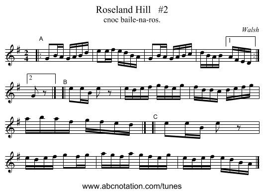 Roseland Hill   #2 - staff notation