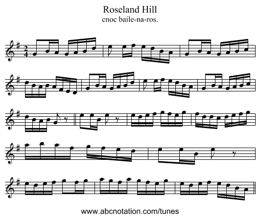 Roseland Hill - staff notation