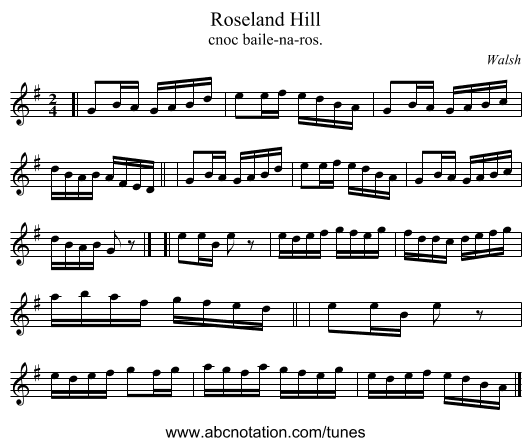 Roseland Hill - staff notation