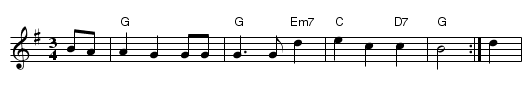 Roselil og hendes moder - staff notation