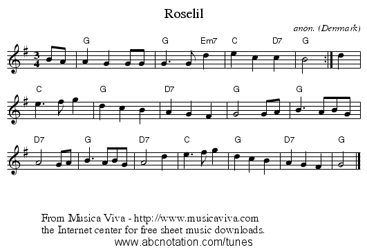 Roselil - staff notation