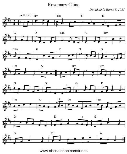 Rosemary Caine - staff notation