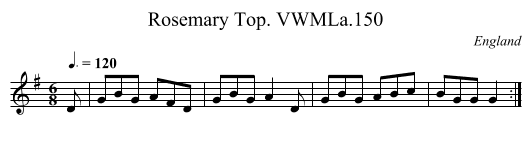 Rosemary Top. VWMLa.150 - staff notation