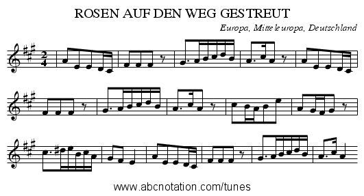 ROSEN AUF DEN WEG GESTREUT - staff notation