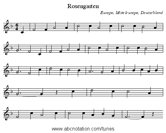 Rosengarten - staff notation