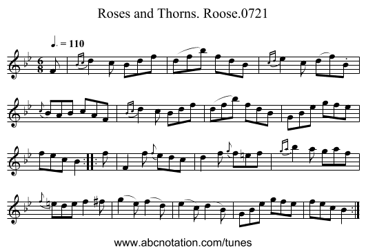 Roses and Thorns. Roose.0721 - staff notation