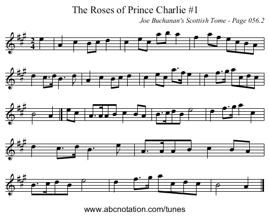 Roses of Prince Charlie #1, The - staff notation