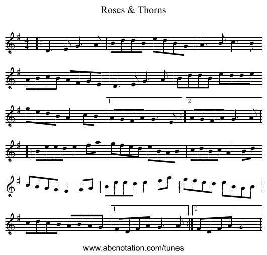 Roses & Thorns - staff notation