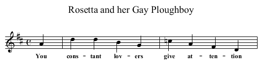 Rosetta and her Gay Ploughboy - staff notation