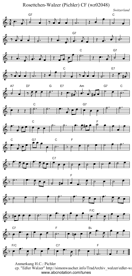 Rosettchen-Walzer (Pichler) CF (wz02048) - staff notation