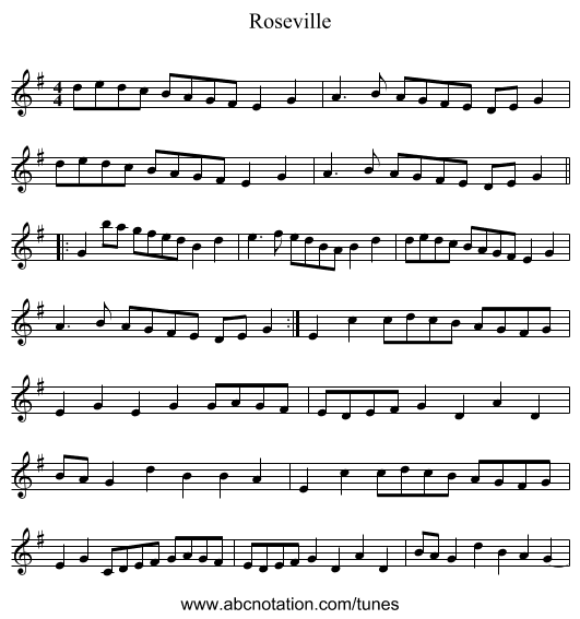 Roseville - staff notation