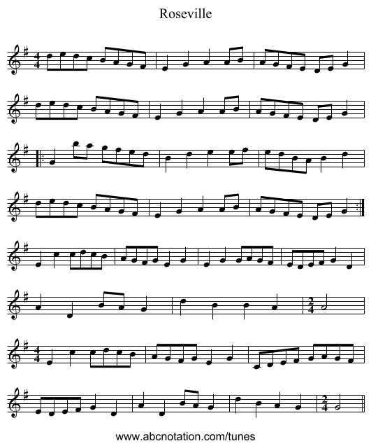 Roseville - staff notation