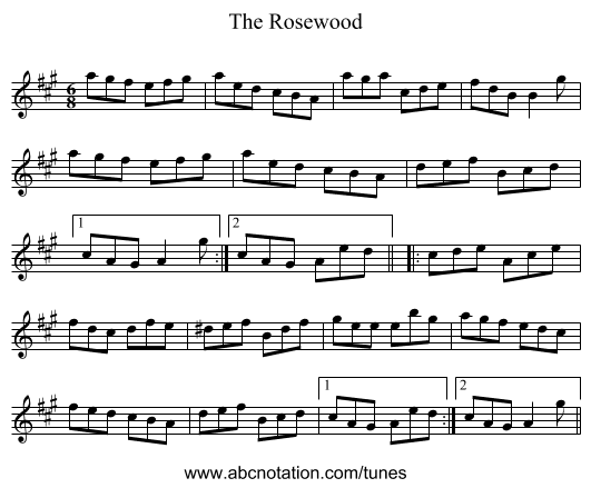 Rosewood, The - staff notation
