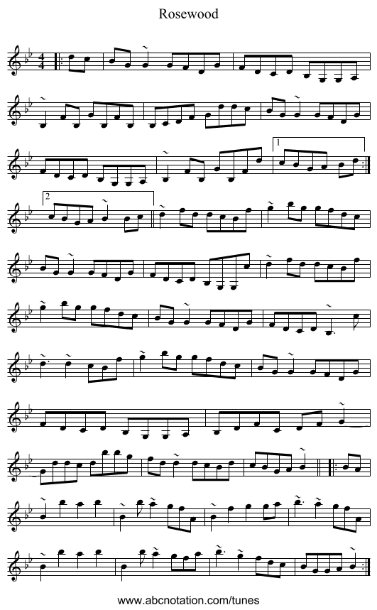 Rosewood - staff notation