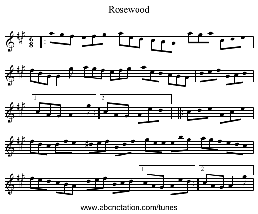 Rosewood - staff notation