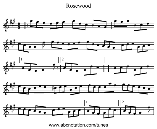 Rosewood - staff notation